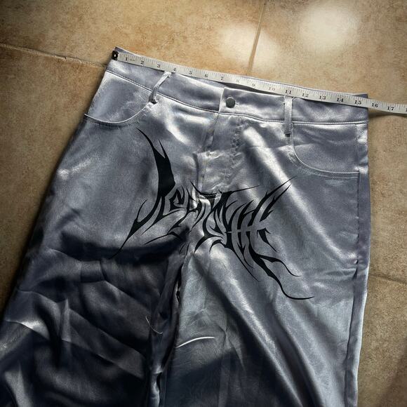 Gothic Crotch Print Silver Baggy Pants - Picture 7 of 10